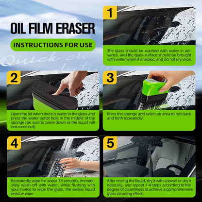 1/2/3Pcs Automotive Car Oil Film Cleaning Brush,150Ml Glass Oil Film Remover for Car Window,Windshield Brush for Car Care