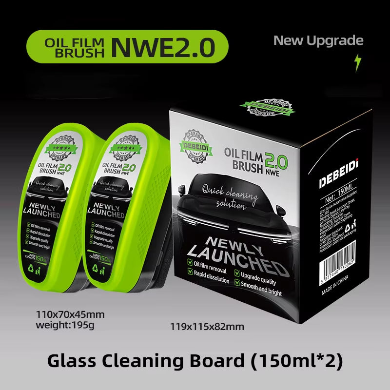 1/2/3Pcs Automotive Car Oil Film Cleaning Brush,150Ml Glass Oil Film Remover for Car Window,Windshield Brush for Car Care