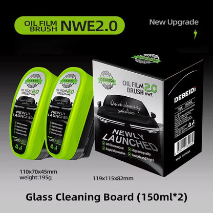1/2/3Pcs Automotive Car Oil Film Cleaning Brush,150Ml Glass Oil Film Remover for Car Window,Windshield Brush for Car Care
