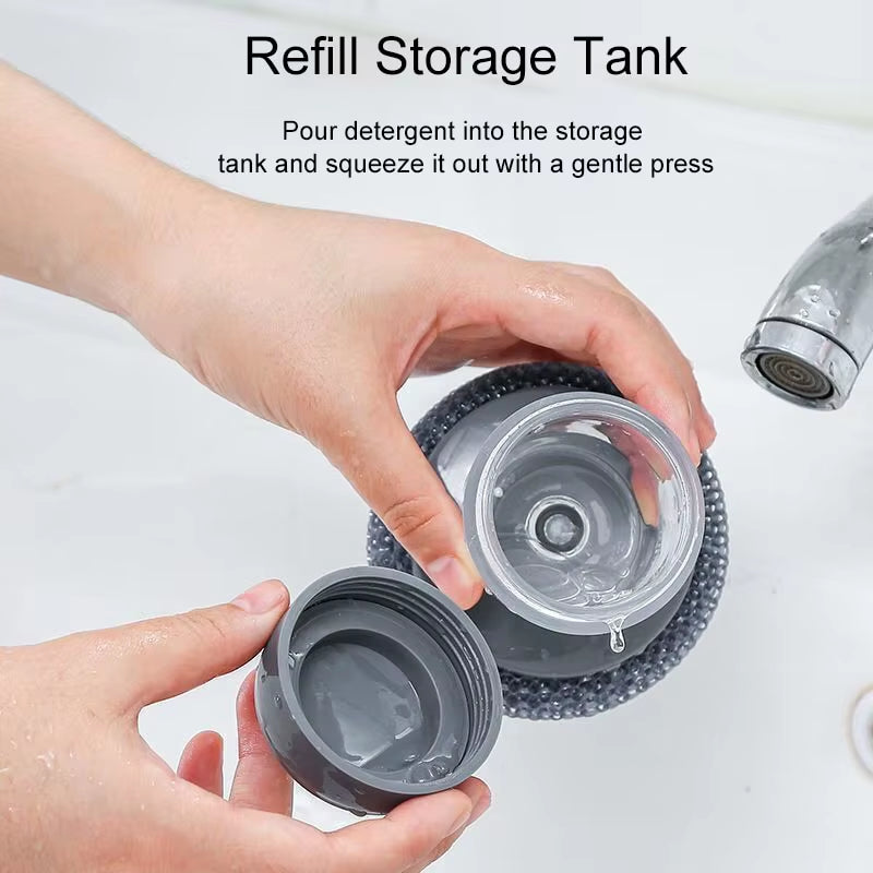 1Pc Portable Kitchen Soap Dispensing Dishwashing Tool Brush Easy Use Scrubber Wash Clean Tool Kitchen Cleaning Tool