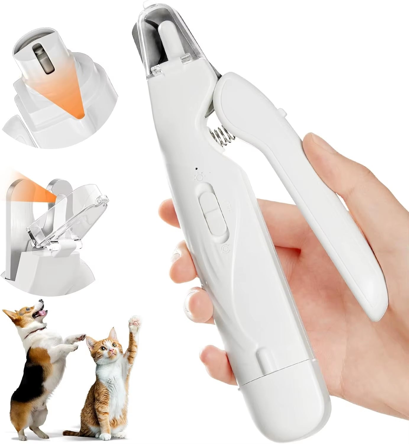 Pet Nail Clippers, Quiet Pet Nail Grinder with 2 LED Lights for Large Medium Small Puppy Dogs and Cats, Pet Nail Grooming Tool