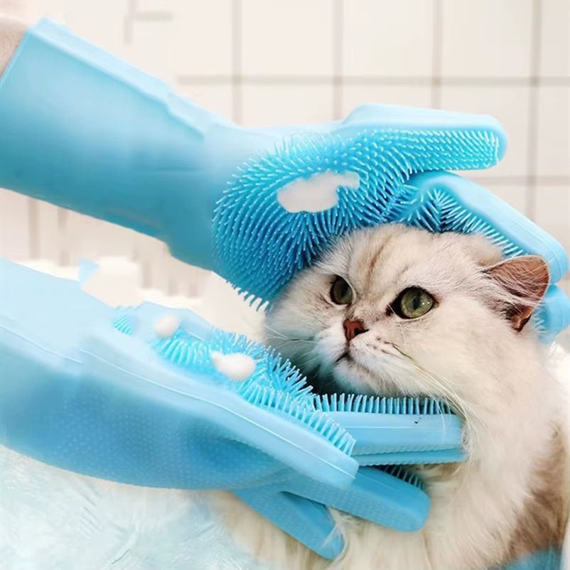 Pet Dog Bath Accessories Scrub Brush Teddy Silicone Bath Gloves Anti-Scratch and Anti-Bite Bath Products